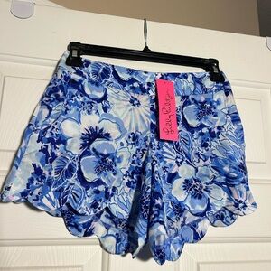 Lilly Pulitzer Blue and White Floral Shorts